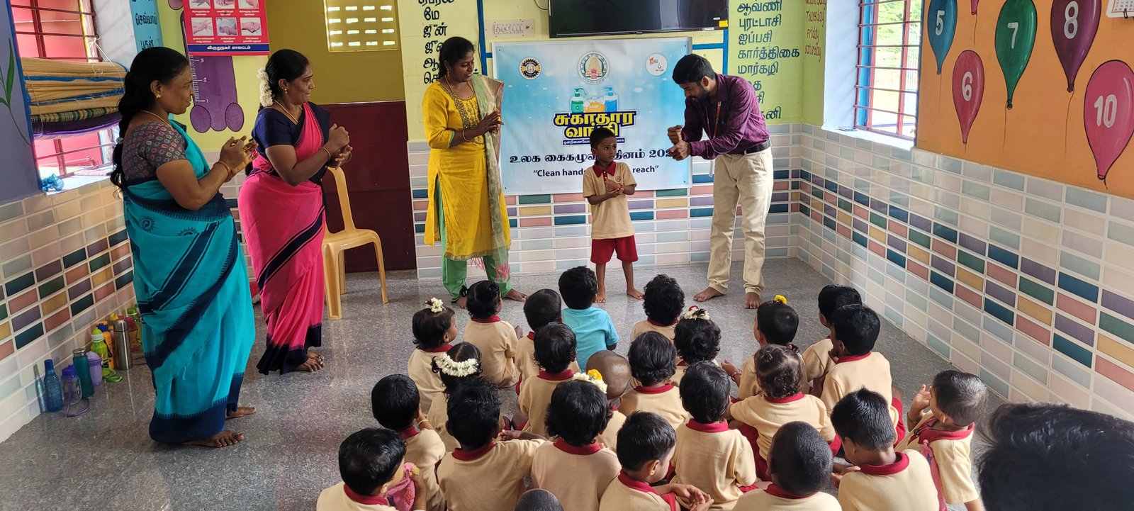 1507 Anganwadis in Virudhunagar has performed handwashing techniques simultaneously at 11.30 AM